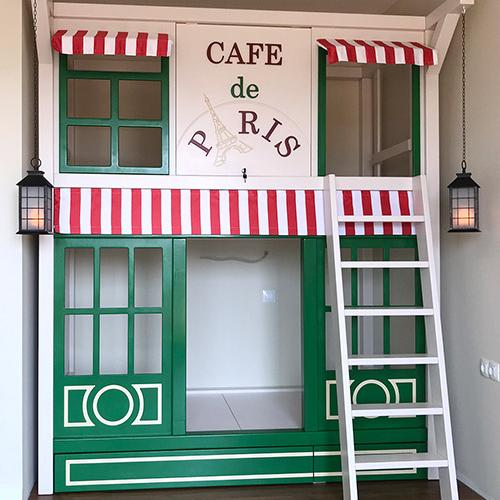 Кровать домик Парижское кафе с фронтальной лестницей