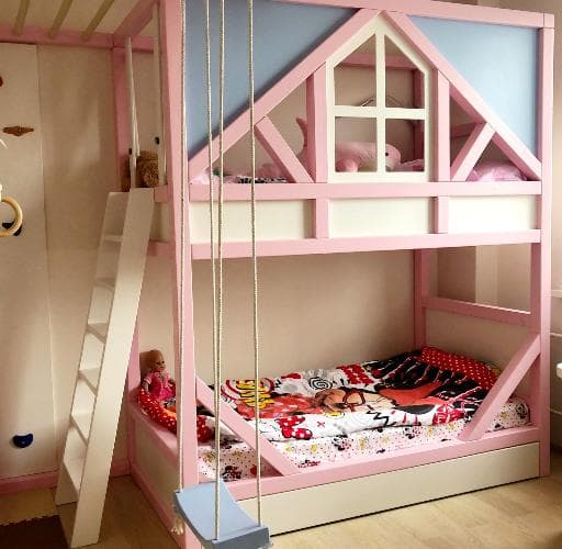 Кровать домик Бремен в розовом цвете