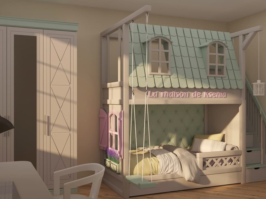 Кровать домик со шкафом